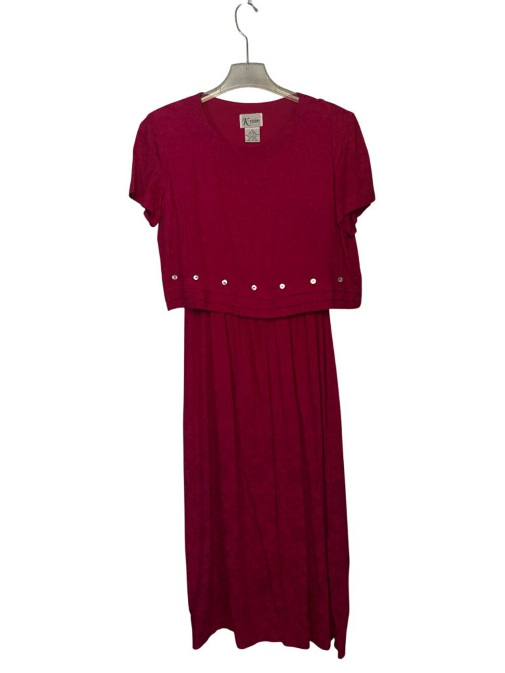 K Studio Womens Dress Red Size 10 Rayon Textured Short Sleeve Maxi - Picture 6 of 9